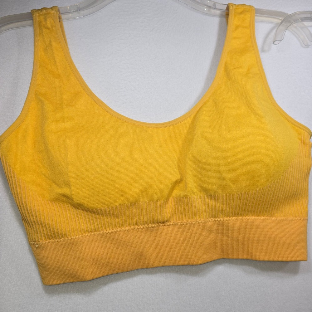 Set of 2 Seamless Sports Bras Mustard Yellow Teal Blue 4XL Plus Size Lounge Bra - Picture 2 of 5